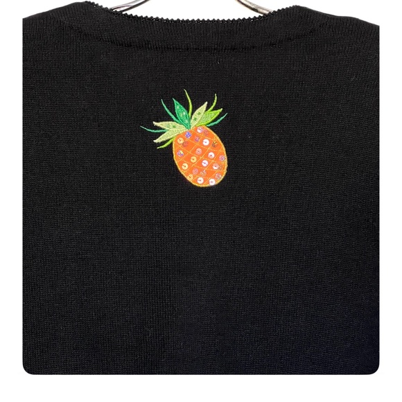 Vintage Jack B Quick Embellished Pineapples Black Sweater  Sweater Size PM - Picture 10 of 14